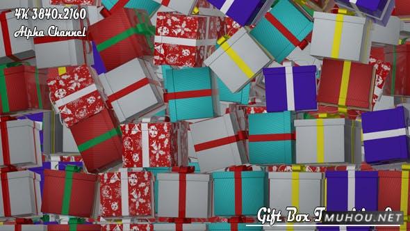 礼品盒过渡 堆栈盒子圣诞节4K视频素材插图