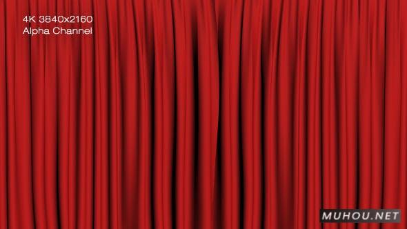 戏剧剧场剧院红色幕布打开 4K转场视频素材插图