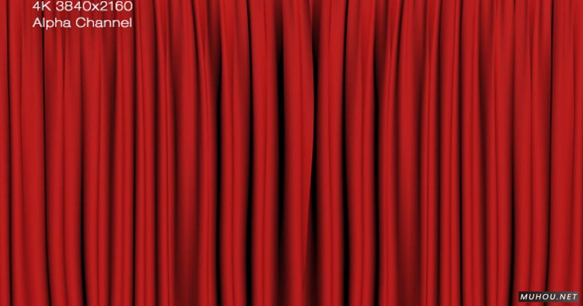 戏剧剧场剧院红色幕布打开 4K转场视频素材