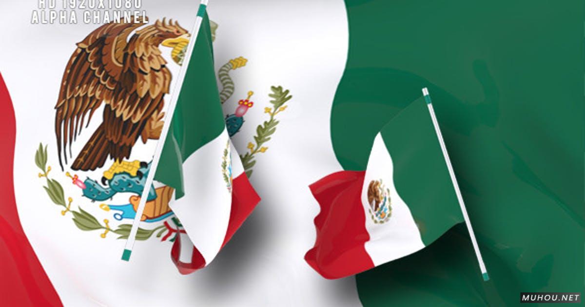 国旗过渡-墨西哥旗帜挥舞转场视频素材