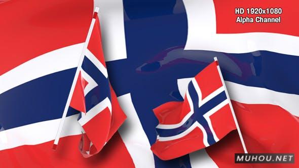 标志过渡-挪威旗帜转场视频素材插图