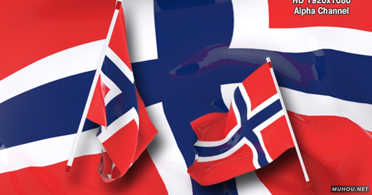 标志过渡-挪威旗帜转场视频素材