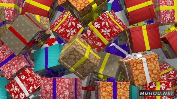 礼品盒过渡堆叠掉落转场视频素材插图