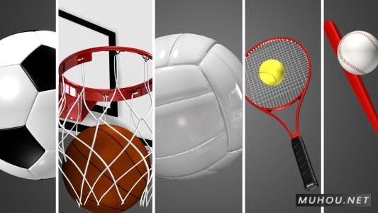 体育球类排球篮球足球视频转场划屏素材过渡包插图