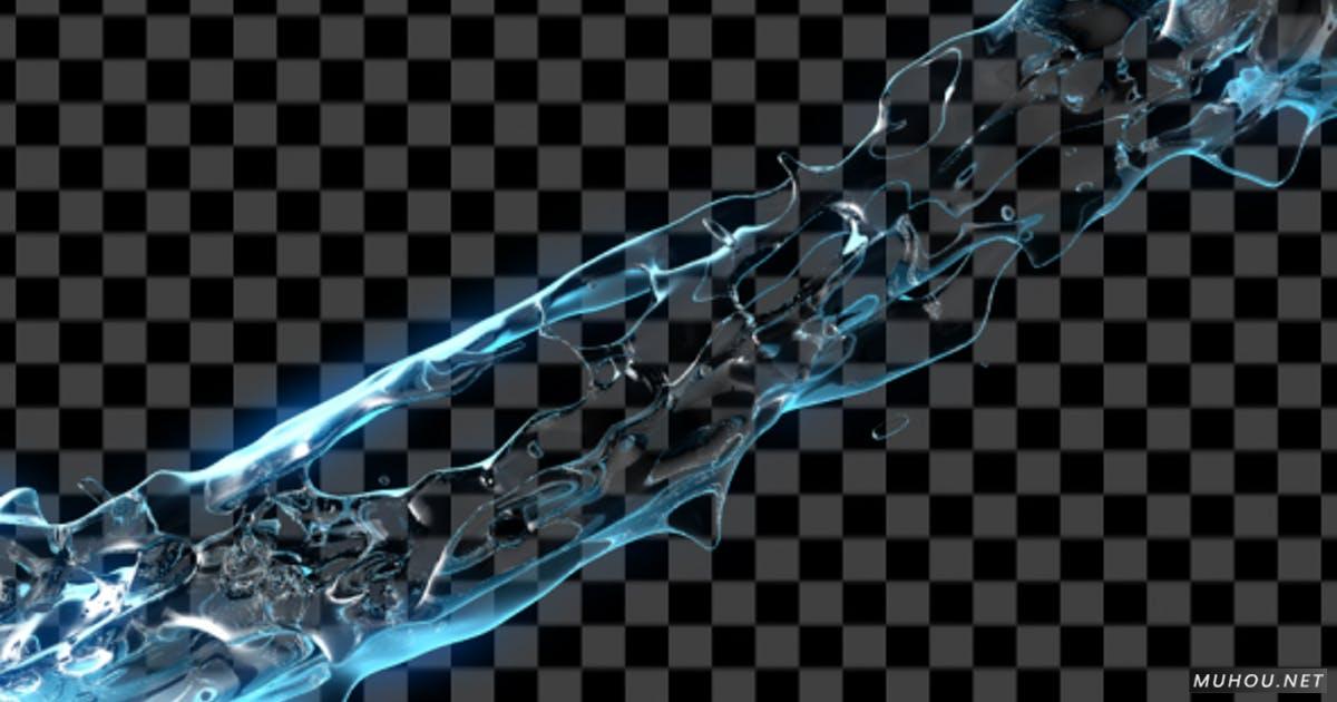 两股水流液体碰撞特效带通道视频素材