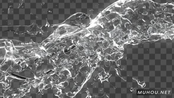 透明液体碰撞水流透明液体视频素材（带通道）插图