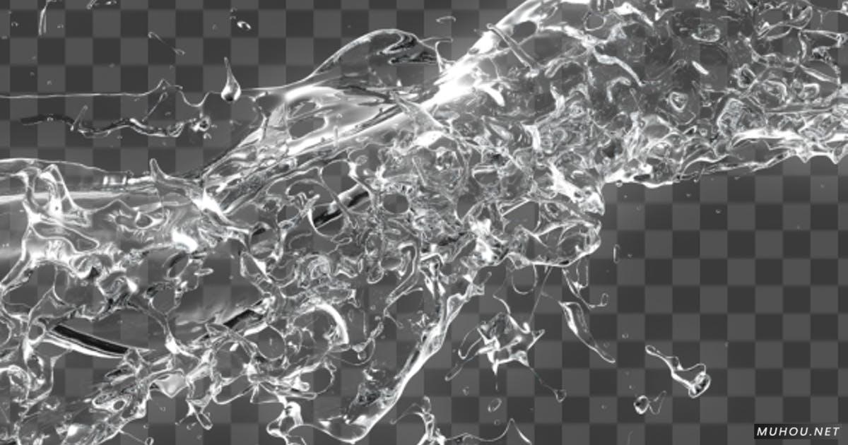 透明液体碰撞水流透明液体视频素材（带通道）