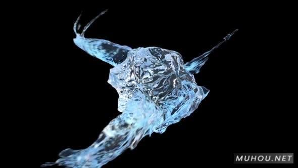 冷冻水飞溅特效透明液体视频素材（带通道）插图