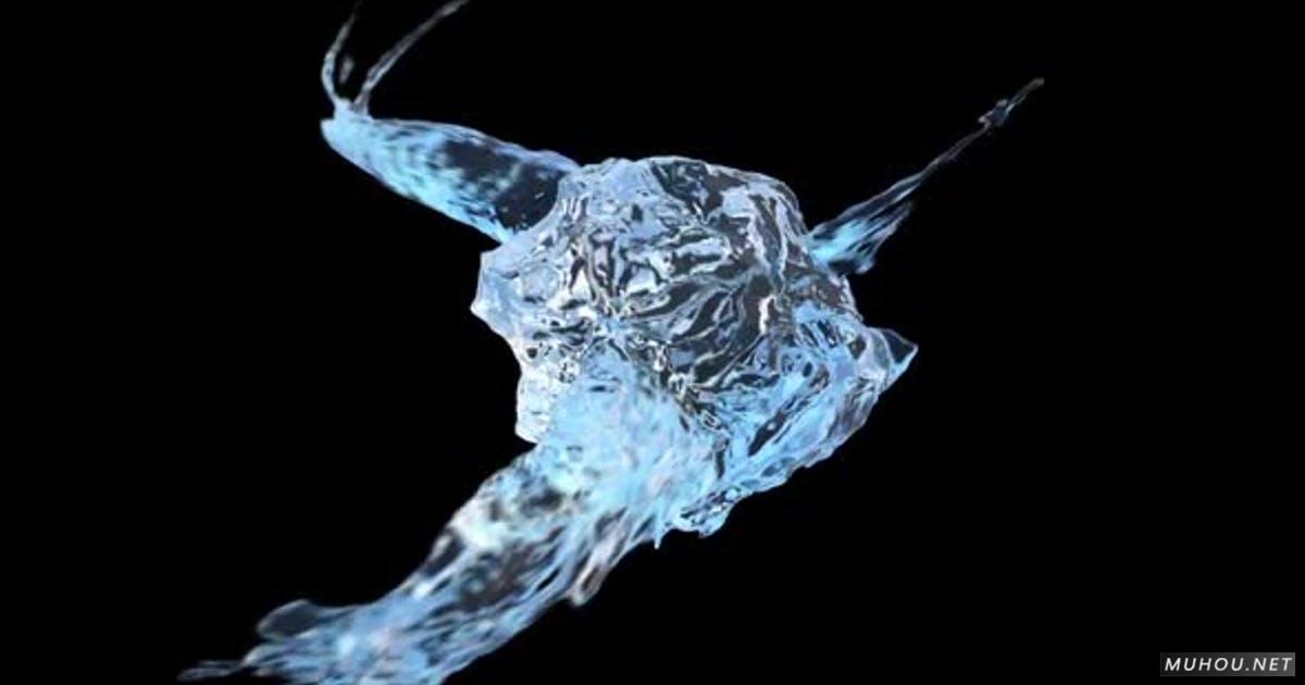 冷冻水飞溅特效透明液体视频素材（带通道）