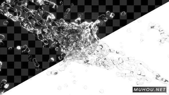 水碰撞飞溅带Alpha通道透明液体视频素材插图