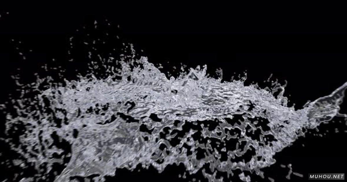 水飞溅喷洒带通道黑色背景4K视频素材