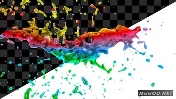 五颜六色的水液体飞溅视频素材带通道插图