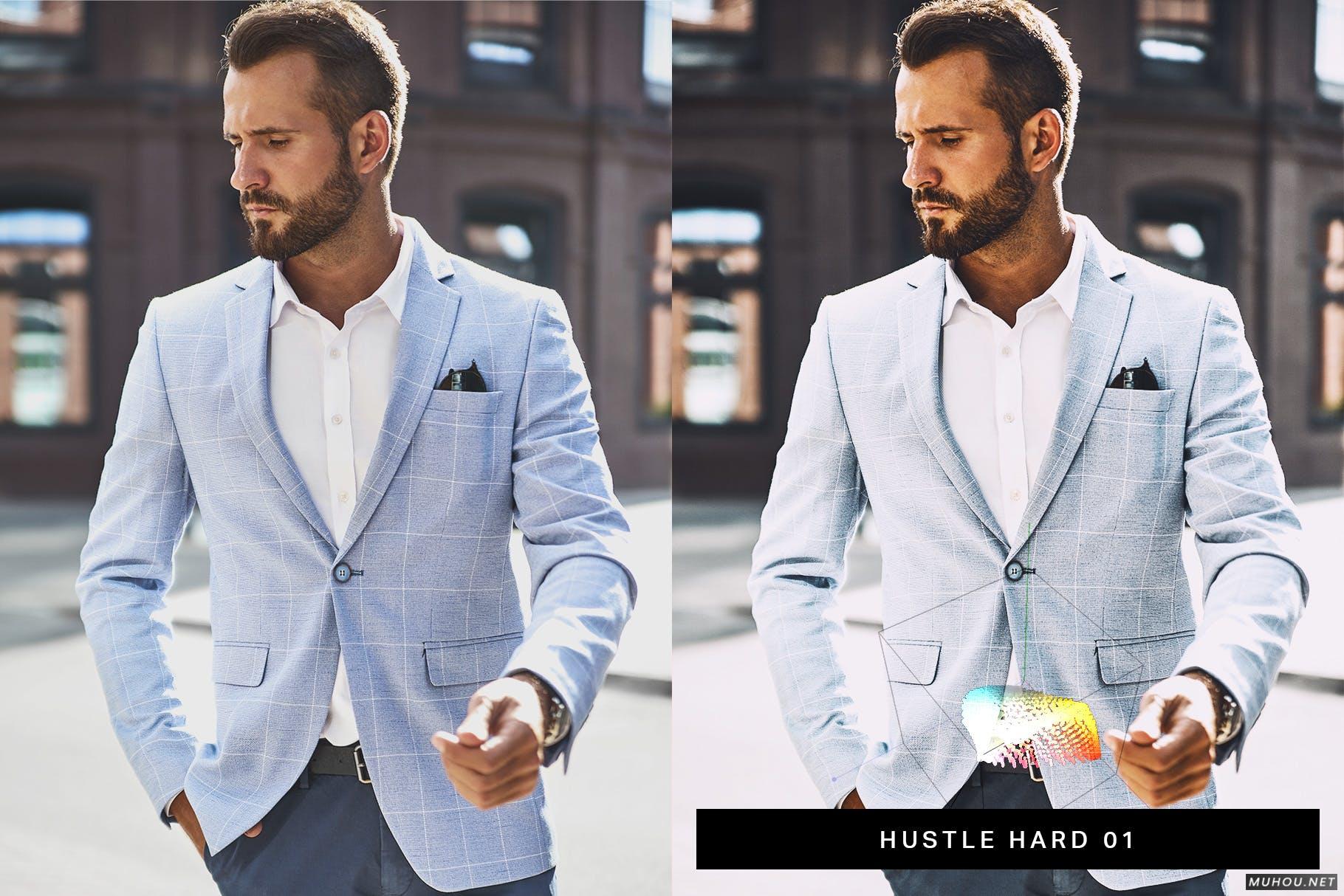 Luts调色预设-50套帅气时尚男性照片视频调色滤镜 50 Hustle Lightroom Presets and LUTs插图10