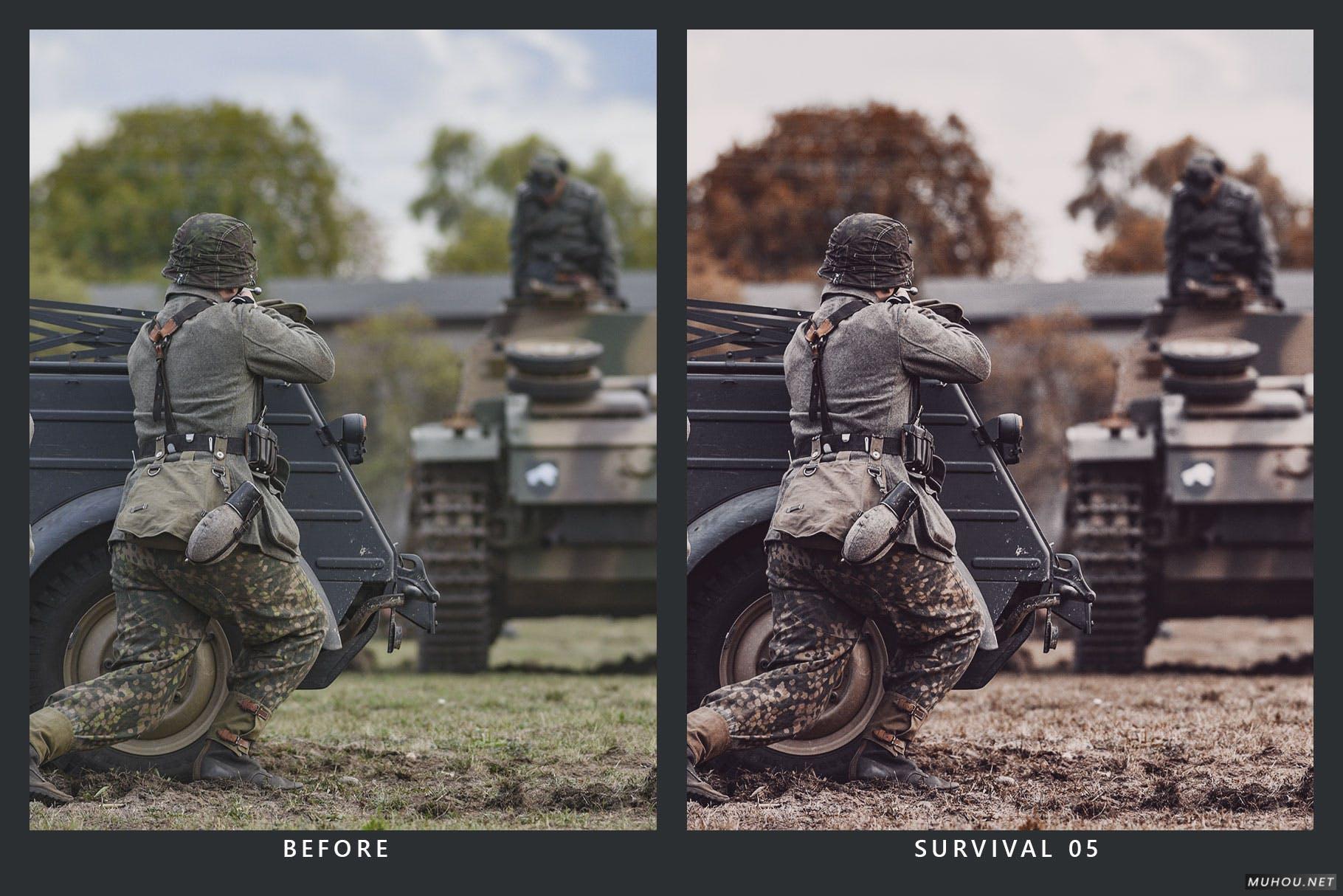 Luts调色预设-20套军事战争 二战胶片色调滤镜20 Wartime Lightroom Presets and LUTs插图10
