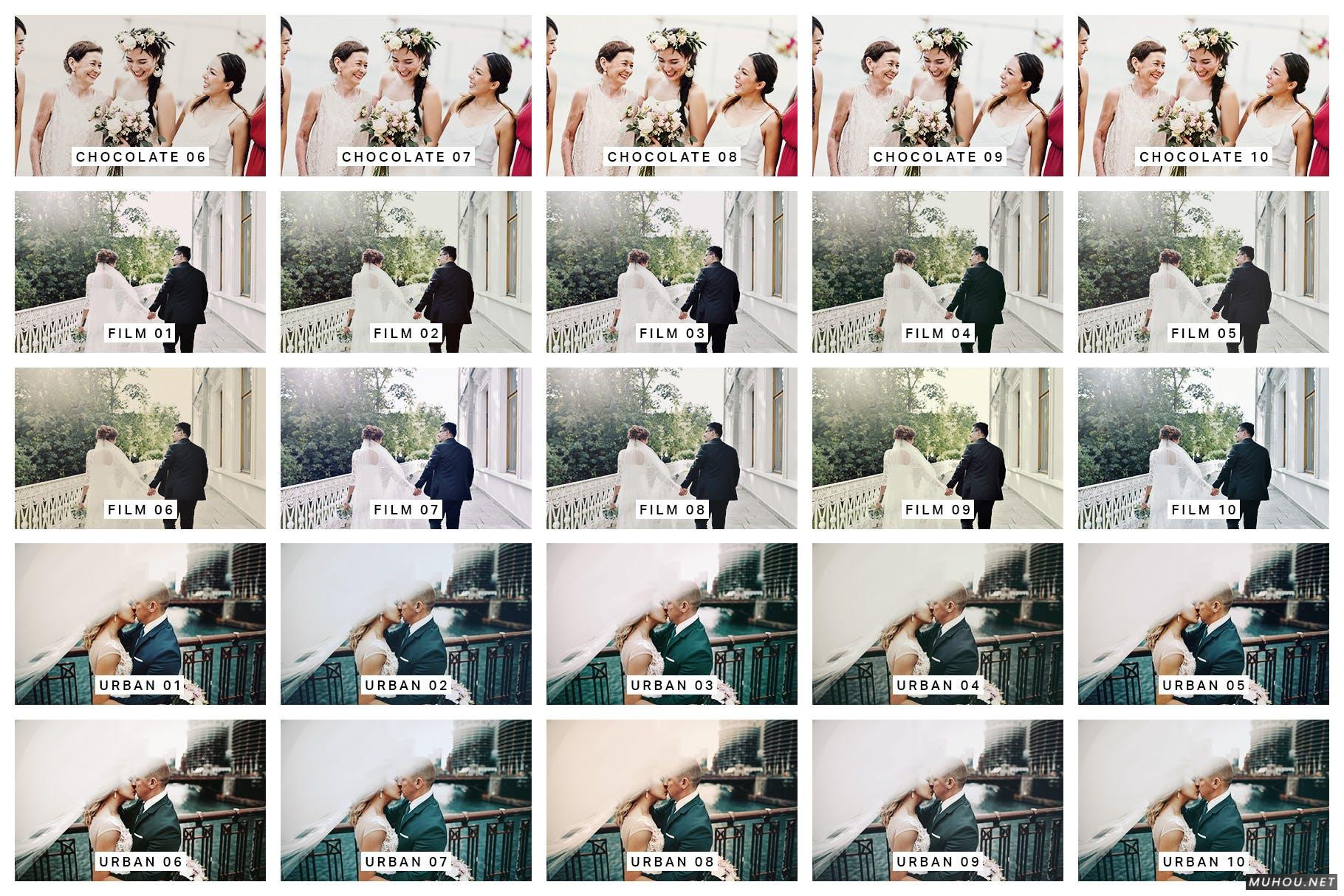 Luts调色预设-50组美丽婚礼肤色保护视频摄影调色滤镜50 Wedding Lightroom Mobile & Desktop Presets插图9