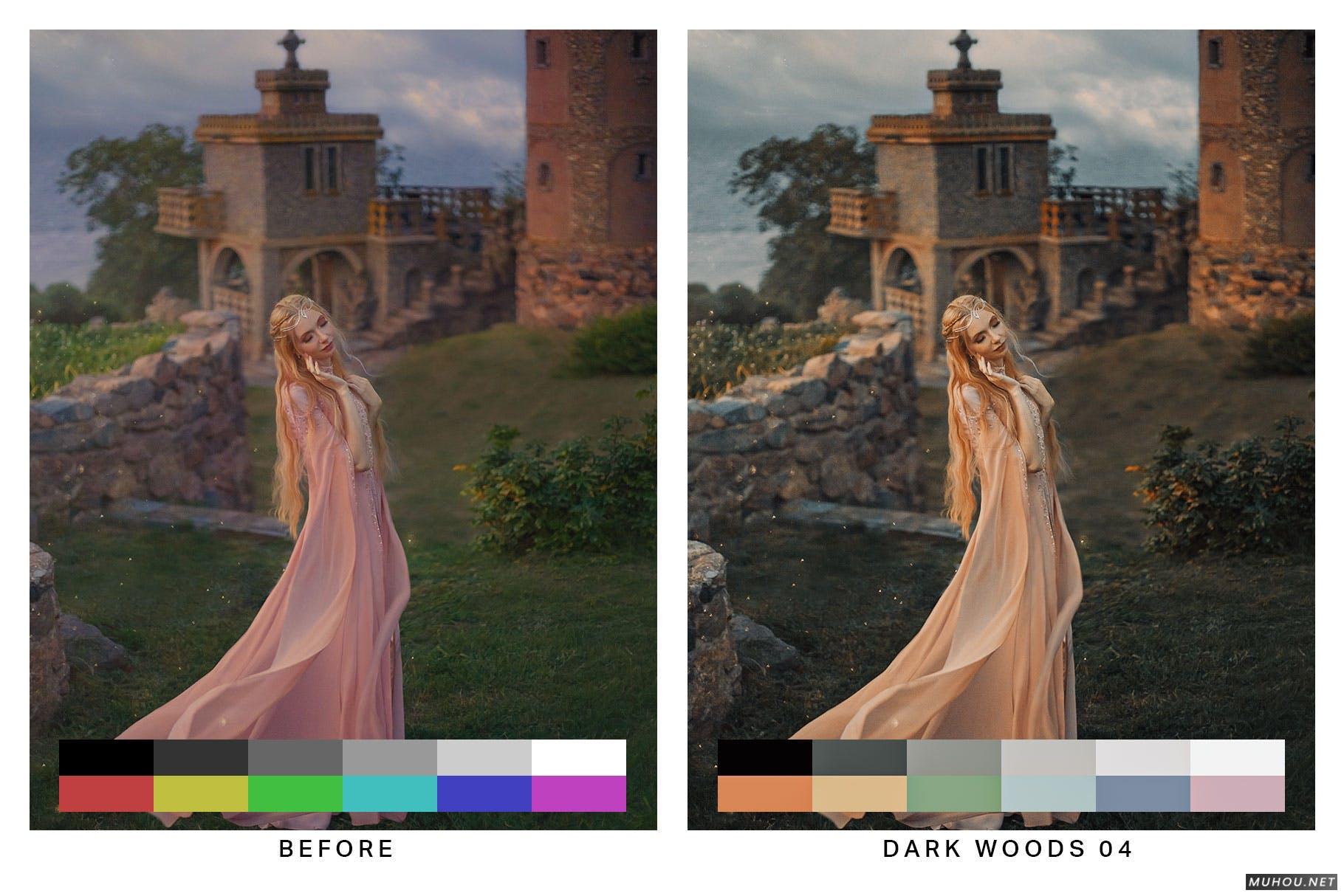 Luts调色预设-50组户外胶片暗色黑暗色调调色效果 50 Moody Green Lightroom Presets插图8