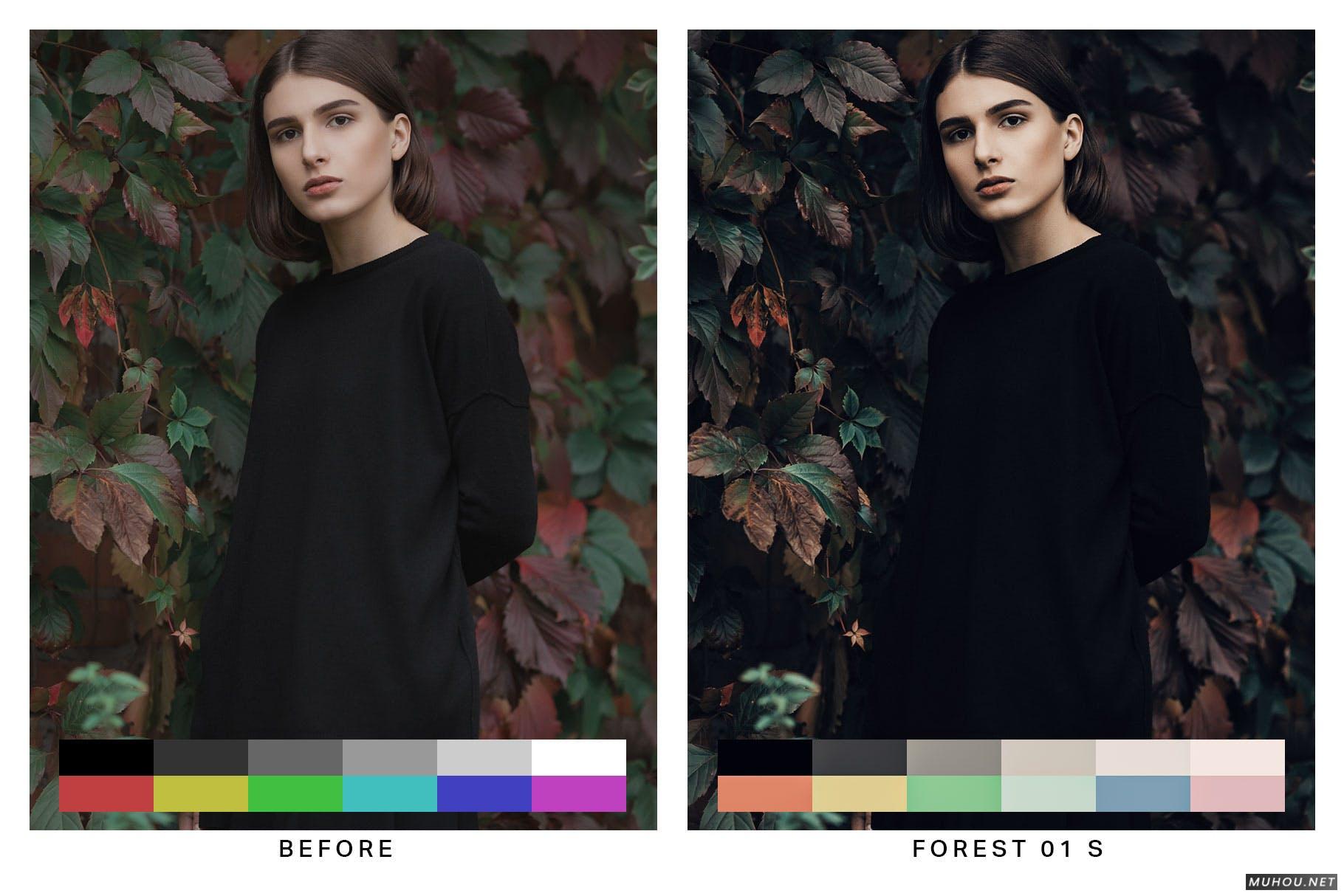 Luts调色预设-50组户外胶片暗色黑暗色调调色效果 50 Moody Green Lightroom Presets插图9