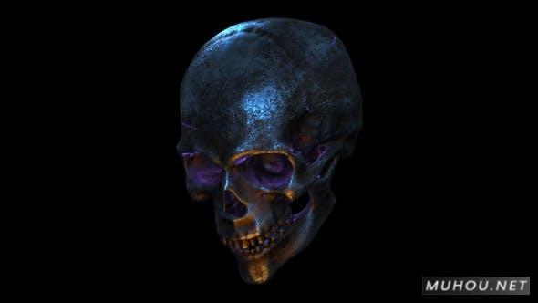 恐怖金属旋转头骨VJ循环4K视频素材插图