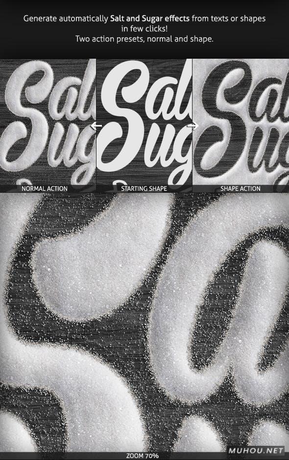 PS笔刷-逼真模拟雪地上写字效果笔刷素材Salt and Sugar Generator - Photoshop Actions插图2