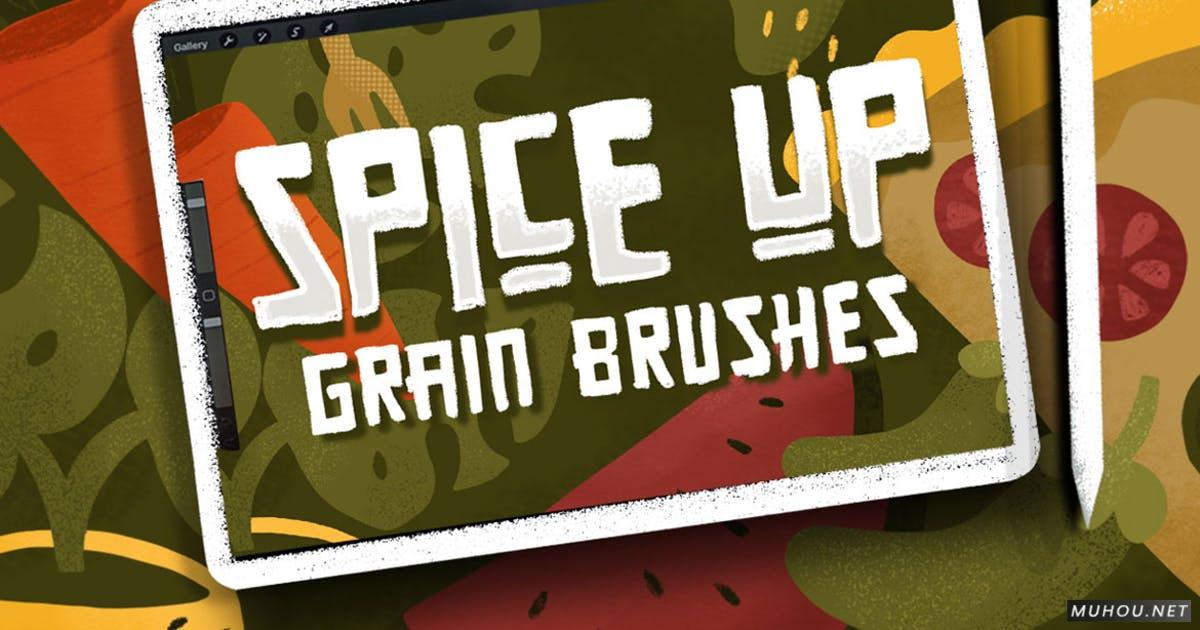 PS素材-自然感觉水彩绘画笔刷素材下载 SPICE UP GRAIN BRUSHES for Procreate插图