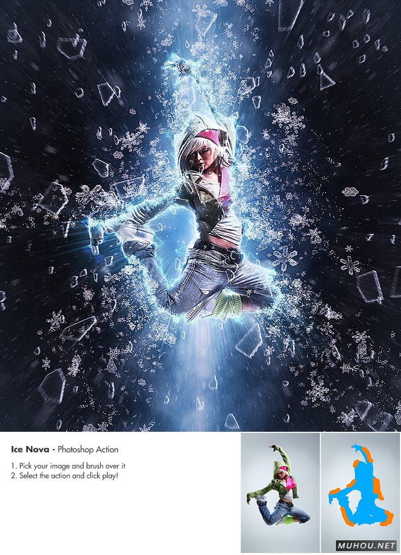 PS动作-超酷冰冻暴风雪照片特效动作下载Ice Nova- Photoshop Action插图2