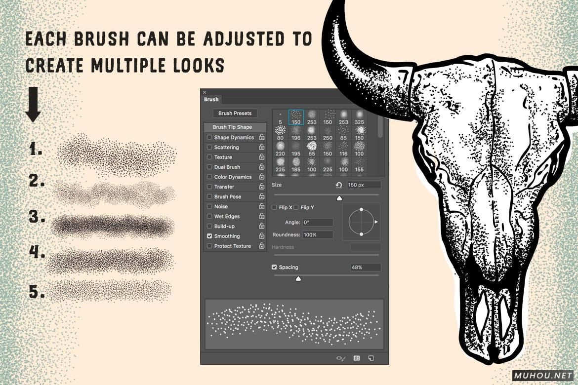 AI/PS笔刷-创意版画钢笔点彩刷下载 Stipple Brush Set for Photoshop and Illustrator插图4