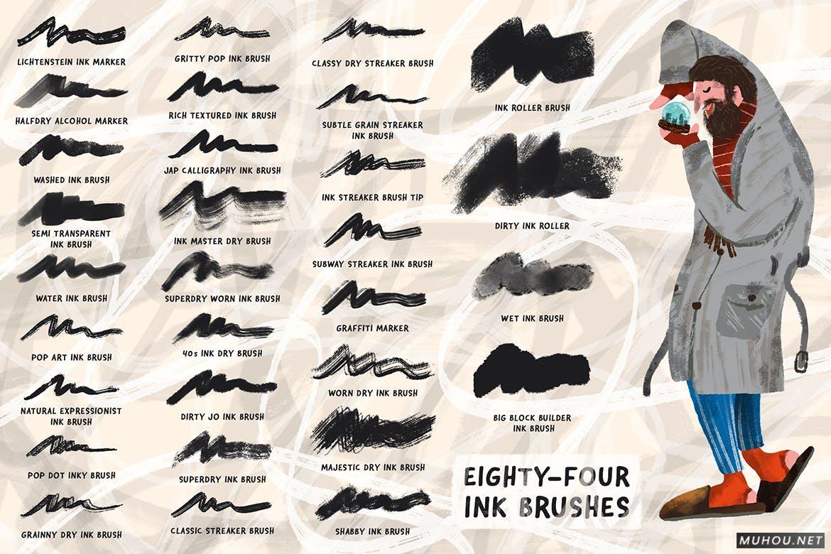 PS笔刷-1950年代的钢笔和墨水漫画艺术笔刷下载 Inkers Brushes for Adobe Photoshop插图6