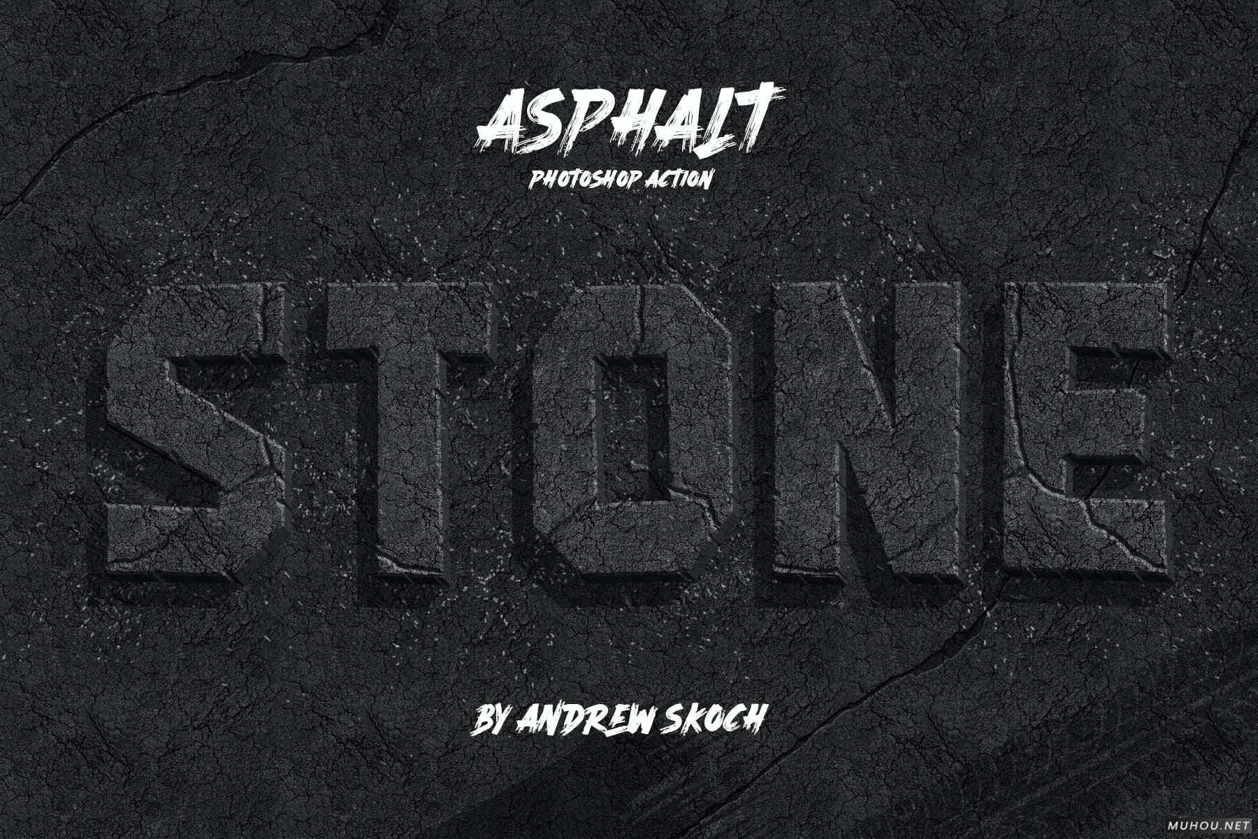 PS动作/笔刷-制作岩石石头纹理文字效果素材Asphalt - Photoshop Action插图7