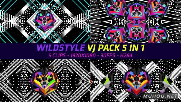 Wildstyle Vj Pack 5 合 1版本动态DJ丛林动感音乐背景视频素材
