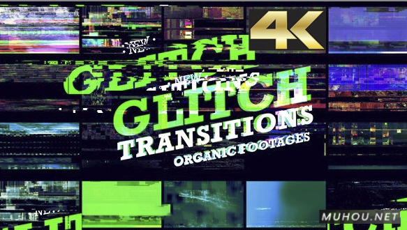 20组信号损坏画面撕裂4K高清视频素材 Glitch Transition 4K