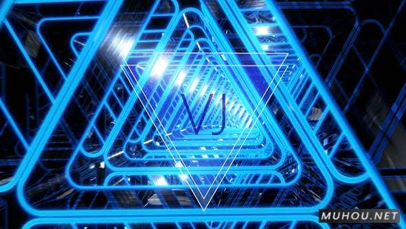 VJ 蓝色三角形时尚BPM俱乐部背景视频素材插图