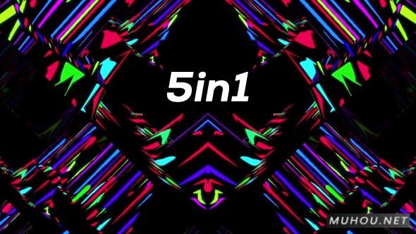 古沃VJ  五合一颜色抽象发光背景视频素材插图