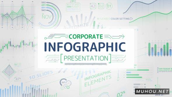 222个商务企业信息数据图表设计动画AE模板视频素材 Corporate Infographic Presentation插图