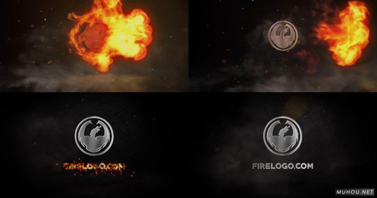 Fire超酷火焰燃烧粒子logo标志FCPX视频模版