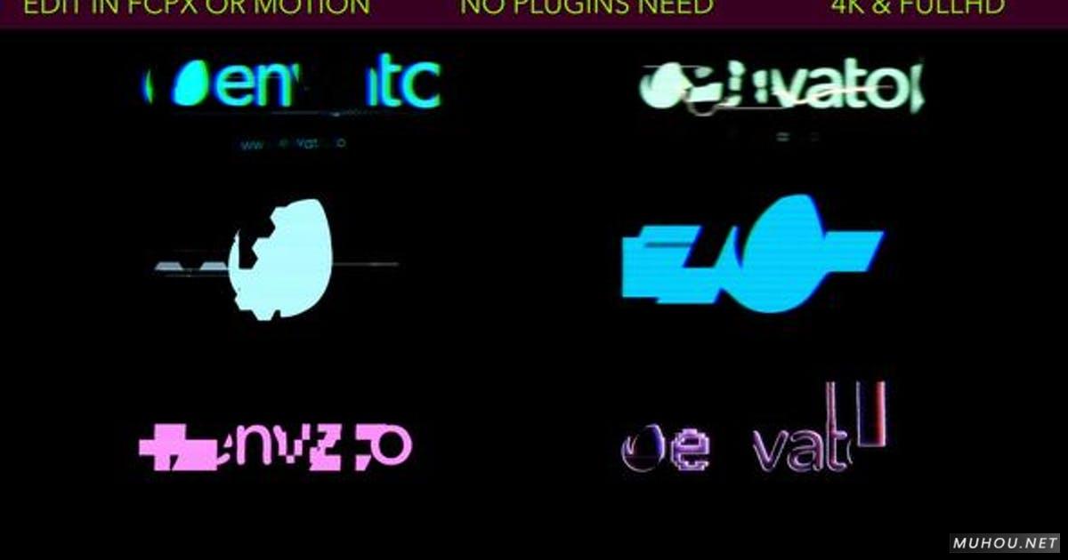 Glitch标志失真故障logo动画FCPX视频模板