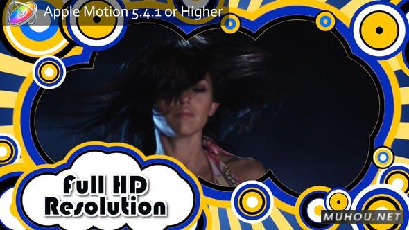 Somethin Groovy色彩缤纷复古黄色边框相册Apple Motion/FCPX视频模板插图