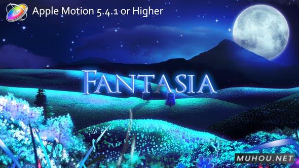 幻想夜晚的月空奇幻森林片头FCPX视频模板插图