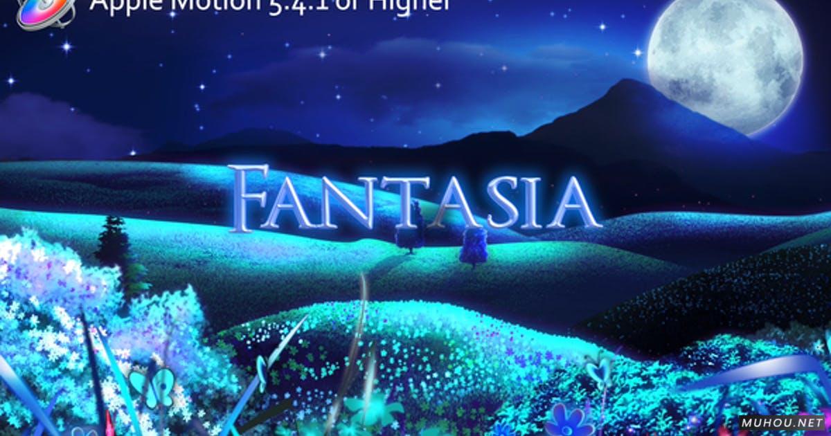 幻想夜晚的月空奇幻森林片头FCPX视频模板