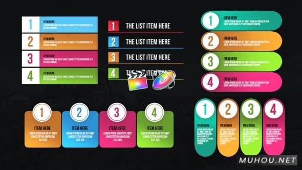 信息图表现代列表数据图Final Cut Pro/FCPX视频模板插图 信息图表现代列表数据图Final Cut Pro/FCPX视频模板插图