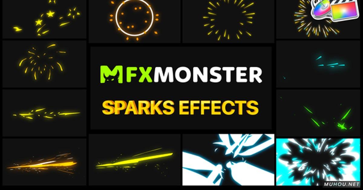 火花效应卡通礼花爆炸FCPX视频模板