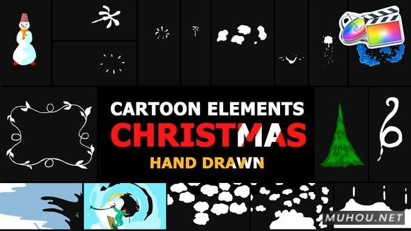 卡通圣诞元素雪人雪球过渡FCPX视频模板插图