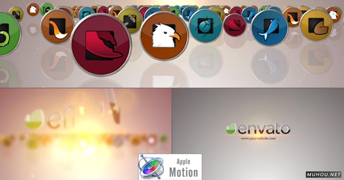 公司开球镜头闪光社交媒体LOGO标志 FCPX/Motion视频模板