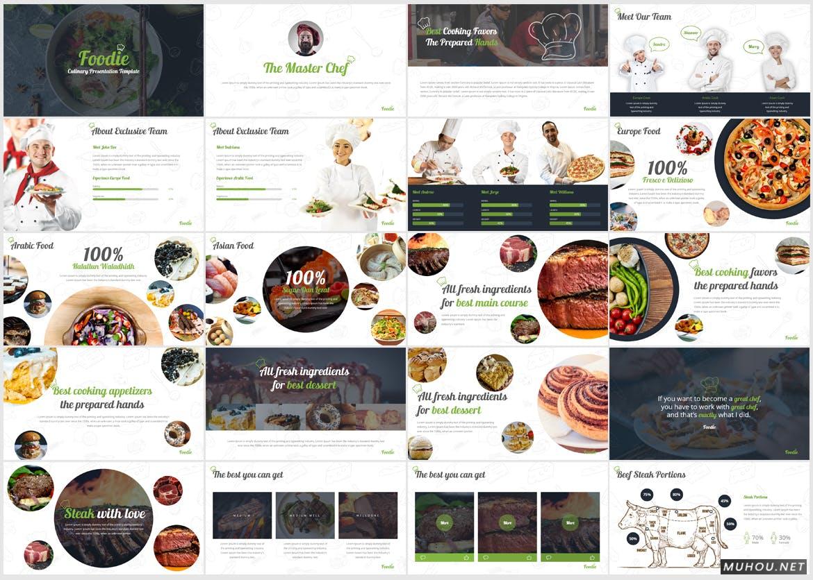 专为餐厅，饭馆等的商业推广打造的一套独特的包含各种信息的美食主题的创意Google Slides, PowerPoint模板（PPTX）插图1