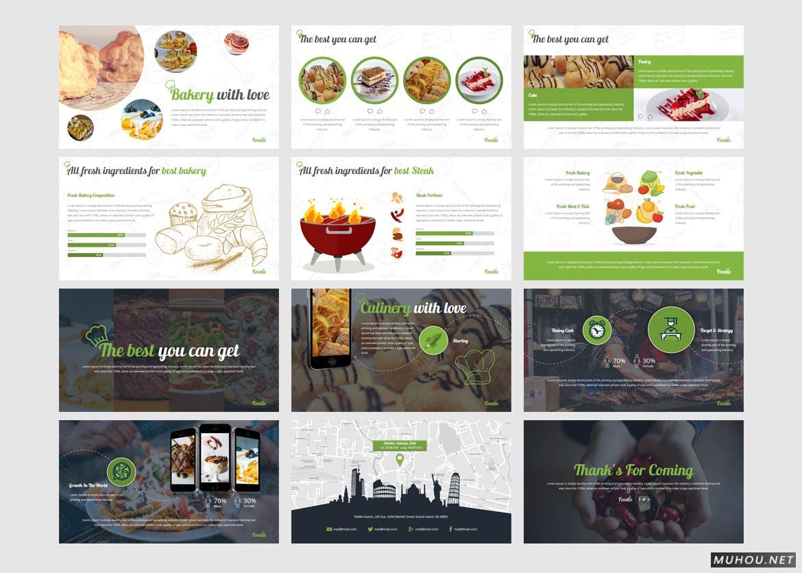 专为餐厅，饭馆等的商业推广打造的一套独特的包含各种信息的美食主题的创意Google Slides, PowerPoint模板（PPTX）插图2