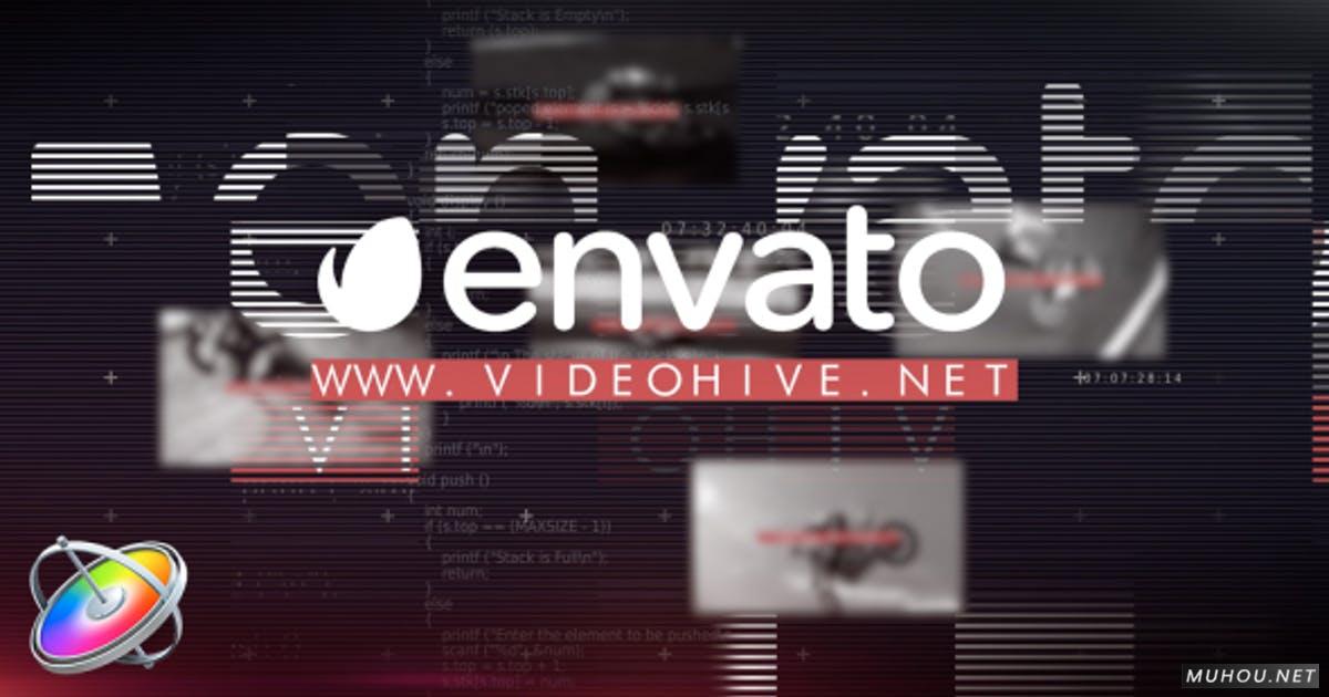 Prime Glitch Intro高科技电影预告故障片头FCPX/Motion视频模板