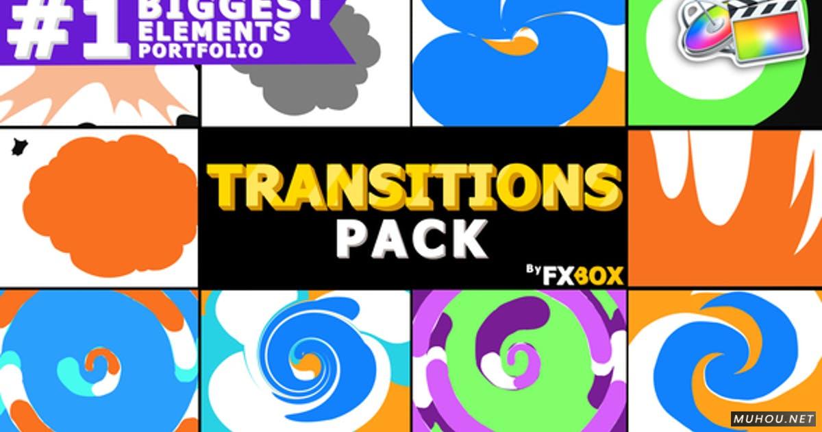有趣的过渡创意卡通转场FCPX视频模板