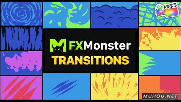 时尚过渡卡通元素动画转场效果FCPX/Motion视频模板插图