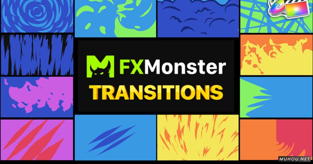 时尚过渡卡通元素动画转场效果FCPX/Motion视频模板