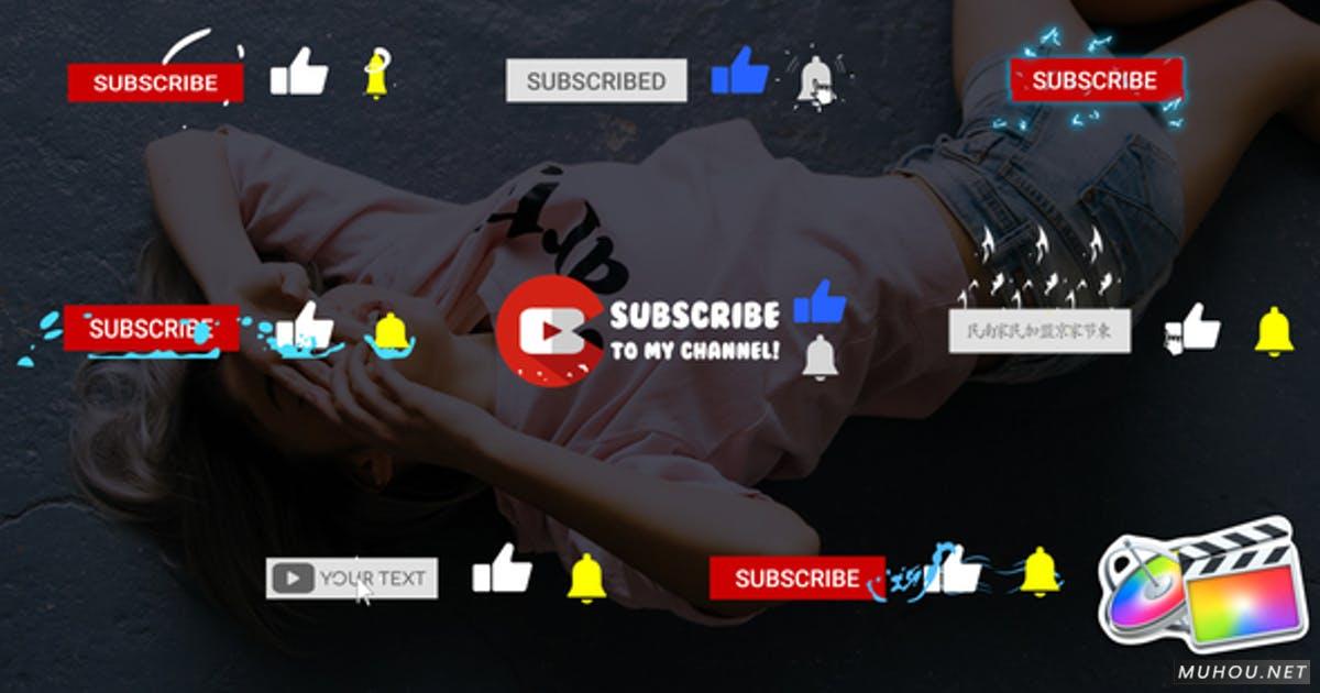 YouTube Subscribes Pack点赞喜欢按钮动画 | FCPX/Motion视频模板