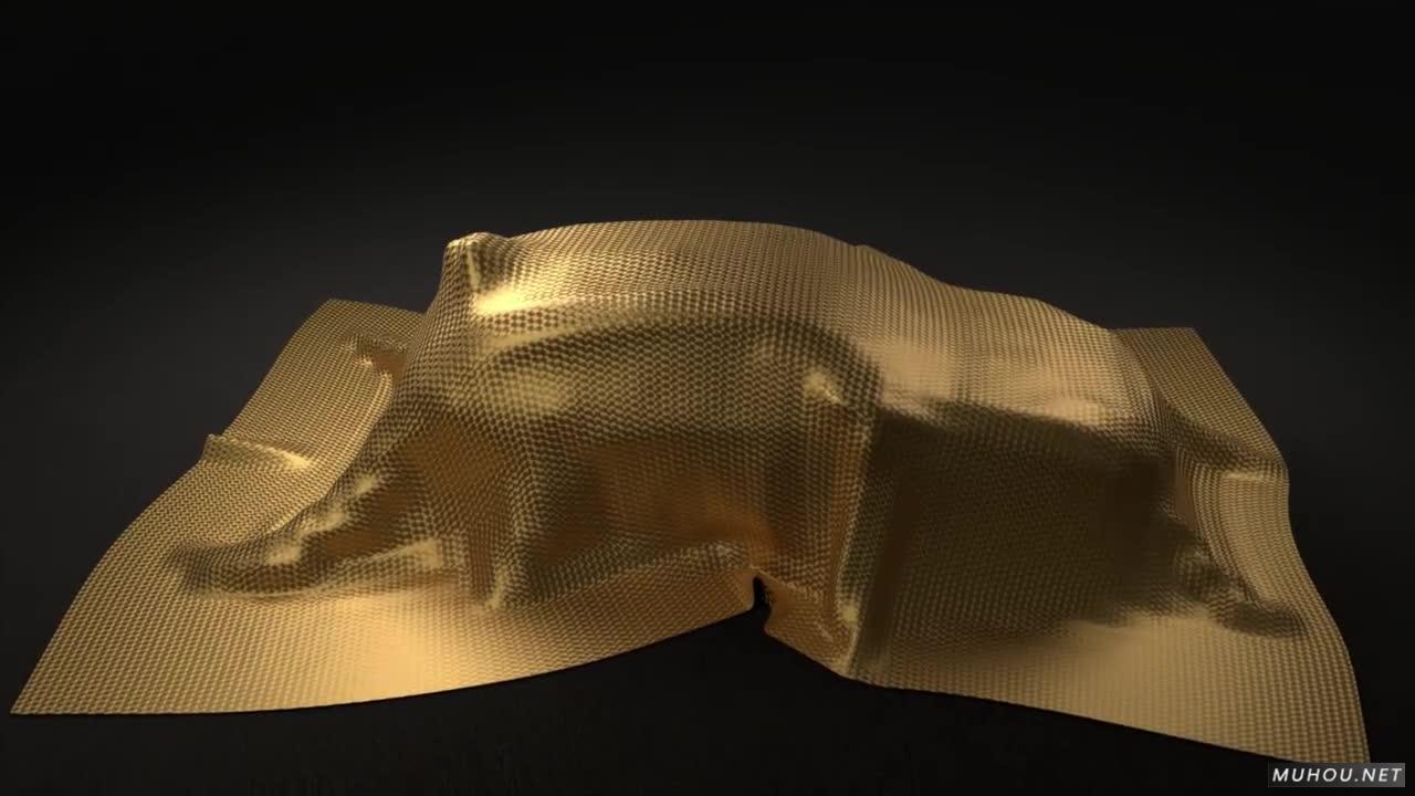 金色布料下的logo标志掀开视频AE素材模板